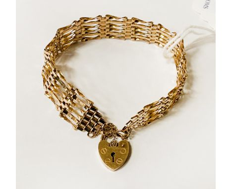 9CT GOLD GATE BRACELET - APPROX 6.6 GRAMS