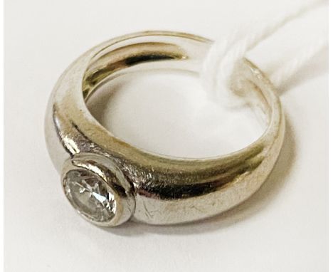 18 CARAT WHITE GOLD &amp; DIAMOND SOLITAIRE RING MARKED V.C.A...VAN CLEEF ARPELS - SIZE F