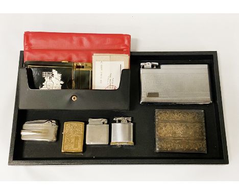6 CIGARETTE LIGHTERS &amp; CIGARETTE CASE