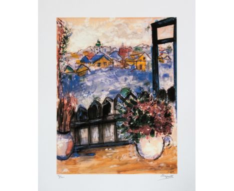 Marc Chagall (after) 'View From The Window' offset lithograph, signed bottom right, numbered with pencil bottom left, limited