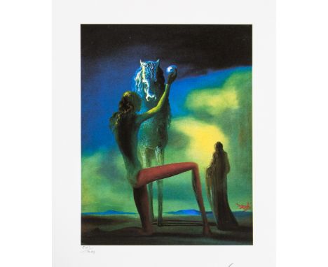 Salvador Dali (after) 'The Knight Of Death' offset lithography, sheet size 50 x 65 cm, signed bottom right, pencil 'Dali', nu