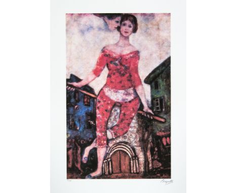 Marc Chagall (after) 'The Acrobat' offset lithograph, signed bottom right, numbered with pencil bottom left, limited edition 