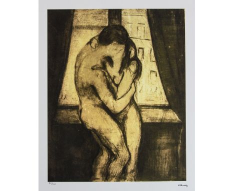 Edvard Munch (after) 'The Kiss' limited edition of 200, chromolithography, plate signed bottom right, numbered with pencil bo