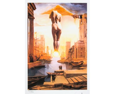 Salvador Dali (after) 'Dali's Hand Drawing Back The Golden Fleece In The Form Of a Cloud To Show Gala The Dawn Completely Nud