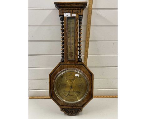 Early 20th Century oak cased barometer marked Aitchison, London
