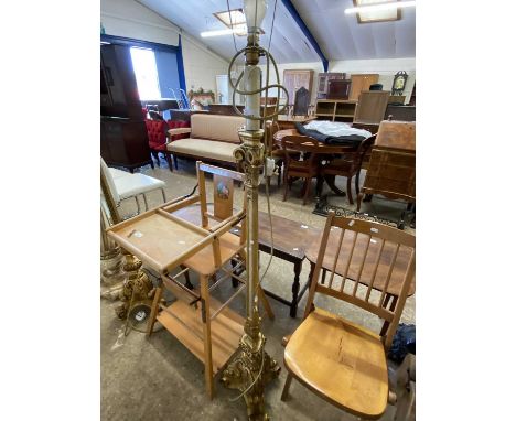 Gilt finish standard lamp with mirrored column