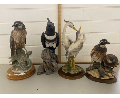 Collection of modern Italian resin and porcelain model birds to include Partridges, Herons, Hawk etc