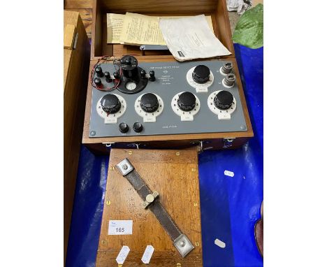Cased aneroid barometer produced by Mechanism Ltd, Croydon together with a Cambridge Instrument Company cased Cambridge Decad