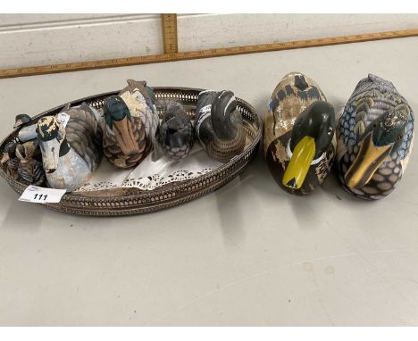 Mixed Lot: Various model ducks and a silver plated tray