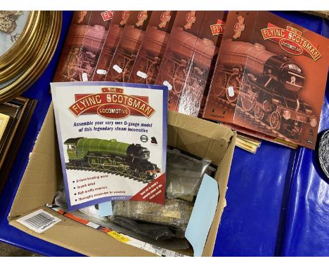 Model Railway Interest - The Flying Scotsman Locomotive, an 0 gauge model assembly kit together with folders of accompanying 