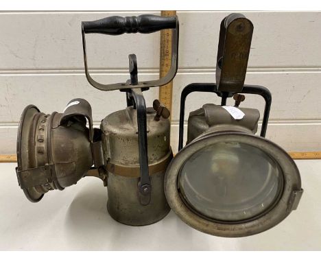Pair of vintage hand held paraffin lamps - railway - by The Premier Lamp Co, Leeds