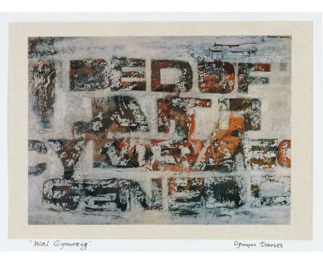 ‡ OGWYN DAVIES colour print - entitled, 'Wal Gymreig', fully signed on mount, 11 x15cmsProvenance: private collection Cardiff