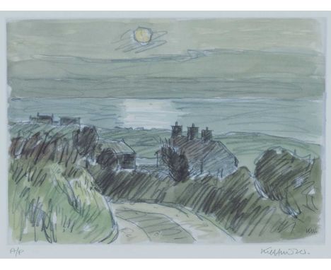 ‡ SIR KYFFIN WILLIAMS RA artist's proof print - Ynys Mon coast with sun, signed fully in pencil, 30 x 42cmsProvenance: privat