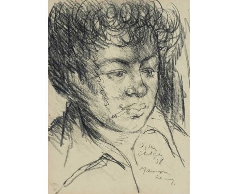 ‡ MERVYN LEVY graphite on paper - portrait of Dylan Thomas by his life long friend Mervyn Levy, signed and dated '38, 30 x 22