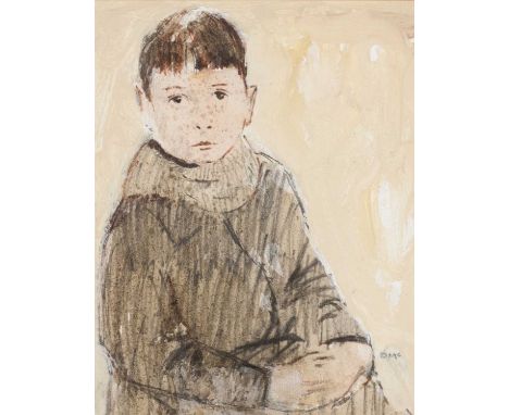 ‡ DONALD McINTYRE mixed media - portrait of infant signed with initials, 26 x 20cmsProvenance: private collection, consigned 