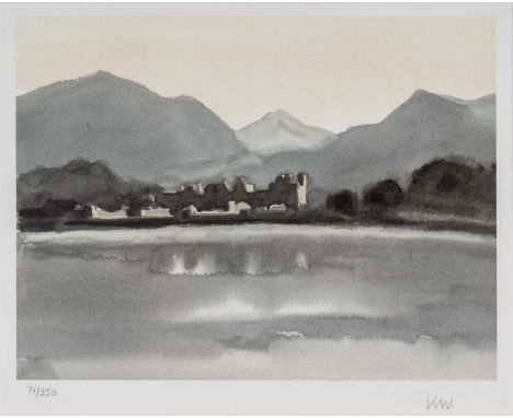 ‡ SIR KYFFIN WILLIAMS RA limited edition (71/350) lithograph - Caernarfon Castle, signed with initials, 29 x 39cmsProvenance: