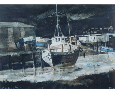 ‡ JOHN KNAPP-FISHER limited edition (52/75) print - boatyard, Borth, signed fully in pencil, 53 x 71cmsProvenance: private co