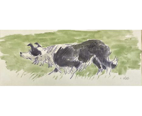 ‡ SIR KYFFIN WILLIAMS RA colour print - crouching sheepdog, printed initials, 19 x 46cmsProvenance: private collection Ynys M