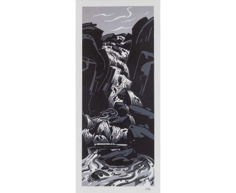 ‡ SIR KYFFIN WILLIAMS RA lithograph - 'Ogwen Falls', unnumbered, signed with initials, 48 x 21cmsProvenance: private collecti