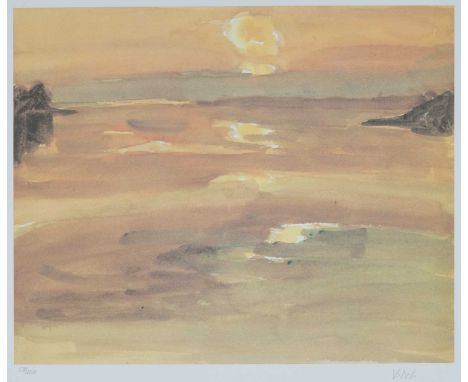 ‡ SIR KYFFIN WILLIAMS RA limited edition (53/250) print - 'Sunset Moel Y Don', signed with initials, 40 x 49cmsProvenance: pr