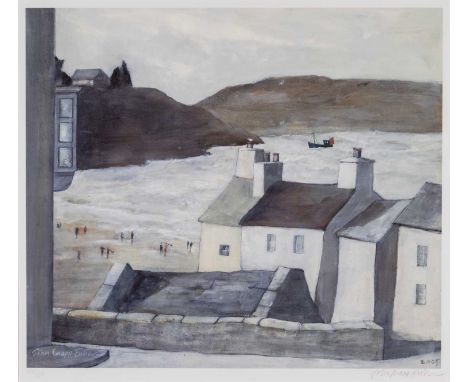 ‡ JOHN KNAPP-FISHER - limited edition (492/850) print - Tenby with buildings and North Beach, signed in pencil, dated 2005, 4