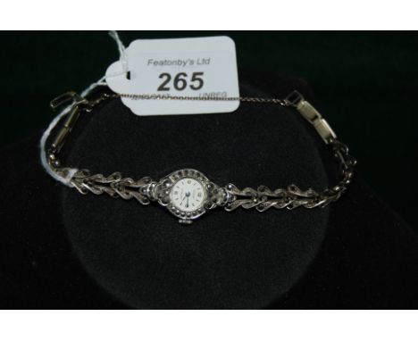 Mid 20thC ladies white metal & marcasite cocktail watch by Rotary.