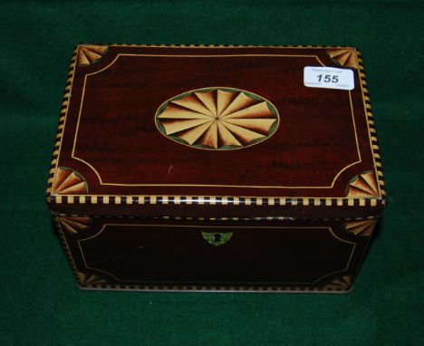 Antique tin in the form of a Georgian tea caddy.