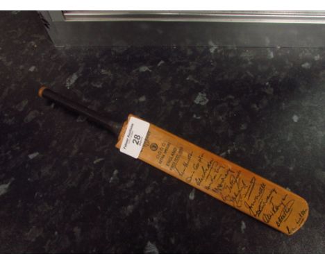 Extra Special England First Test 1953 souvenir miniature cricket bat