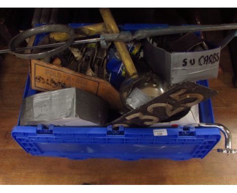 Box of vintage car spares, bulbs etc