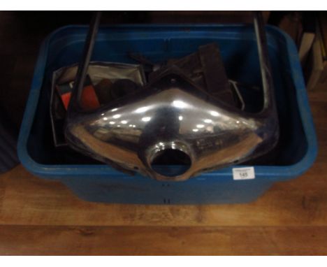 Box of vintage car spares, bulbs etc
