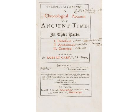 Cary (Robert) Palælogia Chronica. A Chronological Account of Ancient Time, double-page folding genealogical table, contempora