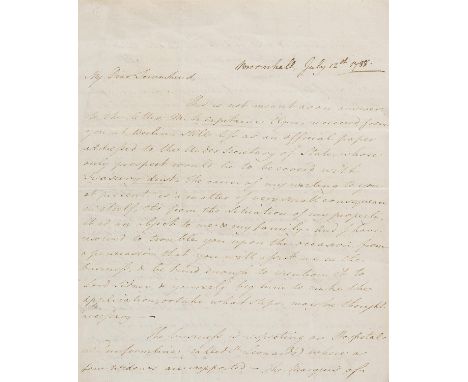 NO RESERVE Elgin (Thomas Bruce, seventh Earl, diplomat and army officer, 1766-1841) Autograph Letter signed to "My Dear Towns