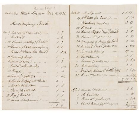 19th century.- Domestic Account Books, 5 vol., manuscript in two hands, together 128pp., ruled in red, slightly browned, last