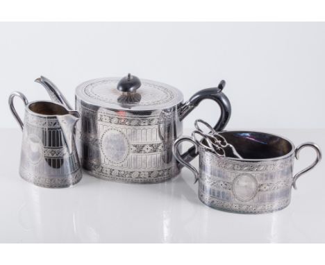 Quantity of silver and plated wares - cased, set of six silver tea spoons and coffee spoons, silver spoon, commemorative 1935