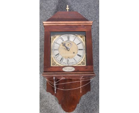 A modern reproduction single train wall clock, by David Fieldhouse, brass dial with Roman numeral chapter ring, secondary sec