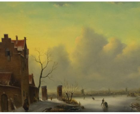 J. Van Konteren, Dutch winter landscape, oil on canvas, signed, 49 x 59cms.
