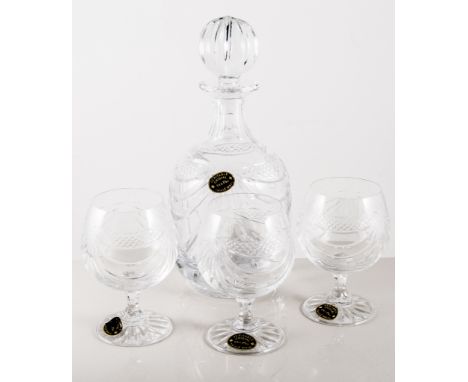 Collection of crystal glassware, decanter, jug etc, all boxed.