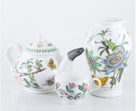 Portmeirion, 'Botanic Garden', six place setting tea service, (five plates), vase,  teapot, four Lilliput Lane cottages, one 