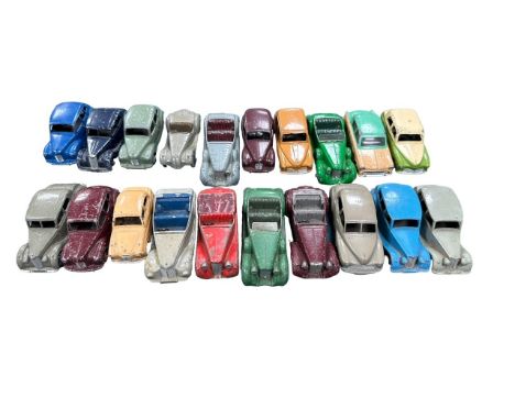 Dinky. Unboxed pre and post war car collection, generally good to good fair (some missing or broken parts), including Hillman