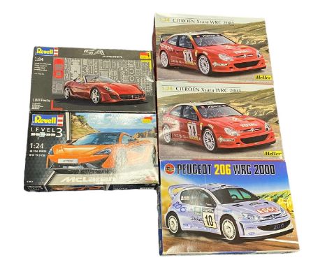 Model kits. 1/24th scale Car unmade plastic kits, generally excellent in excellent boxes including mainly sealed bag contents