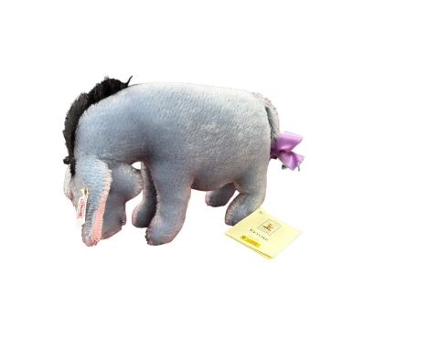 Steiff. Classic Pooh Series Eeyore, grey mohair, white tag No. 651786, limited edition 968 of 5000 swing certificate, approx.