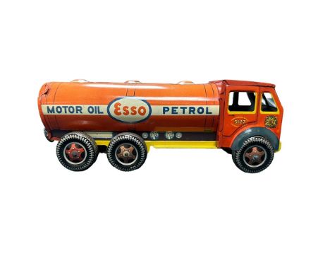 Mettoy. 1950s onwards Esso Motor Oil 6-wheeled clockwork tinplate tanker, generally excellent to good plus (fading to tank), 