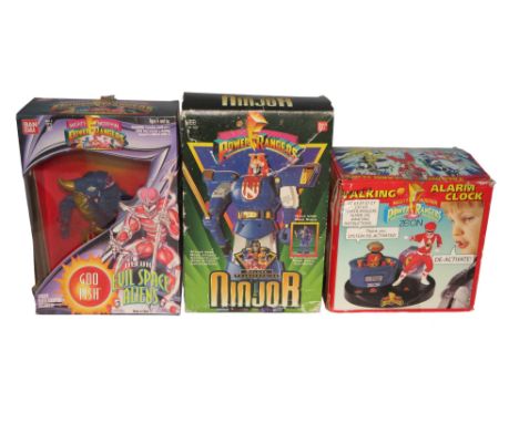 Power Rangers. Selection of various boxed items including, Power Rangers Mighty Morphin Interactive Talking Alarm Clock in or