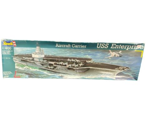 Model kit. Revell 1/400th scale USS Enterprise Aircraft Carrier unmade plastic kit No. 05087, generally excellent in good box