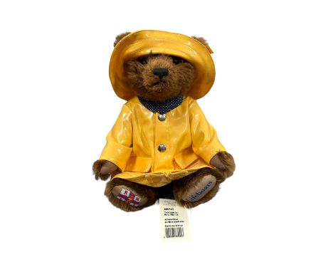 Steiff. RNLI Bear, yellow tag 660443, brown mohair, excellent (good plus yellow raincoat-some wear to back) in excellent stri