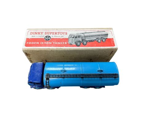 Dinky. Foden 14-Ton Tanker No. 504, generally good plus to good (some corrosion to axles) in good Supertoys box (corroded sta
