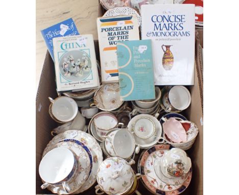 A COLLECTION OF 19th CENTURY AND LATER CUPS AND SAUCERS including Rockingham style, Royal Doulton and Royal Worcester, and ce