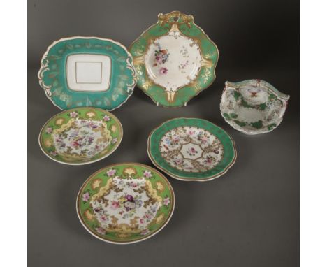 A COLLECTION OF ENGLISH PORCELAIN circa 1825-30, including an H &amp; R Daniel porcelain basket with scalloped outline and pa