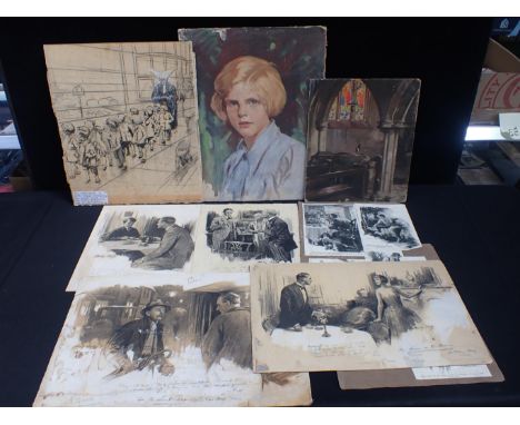 STANLEY LLOYD (1881-1954) A small quantity of figural and architectural studies including illustrations for periodicals such 