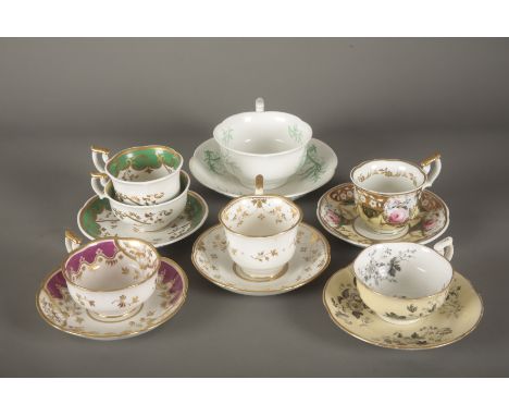 A COLLECTION OF YATES 'PERSIAN' SHAPE TEA WARE comprising one trio, one large teacup and saucer, and four teacups and saucers